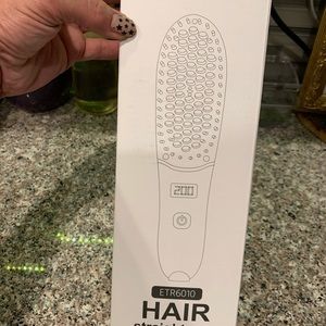 Hair brush straightener